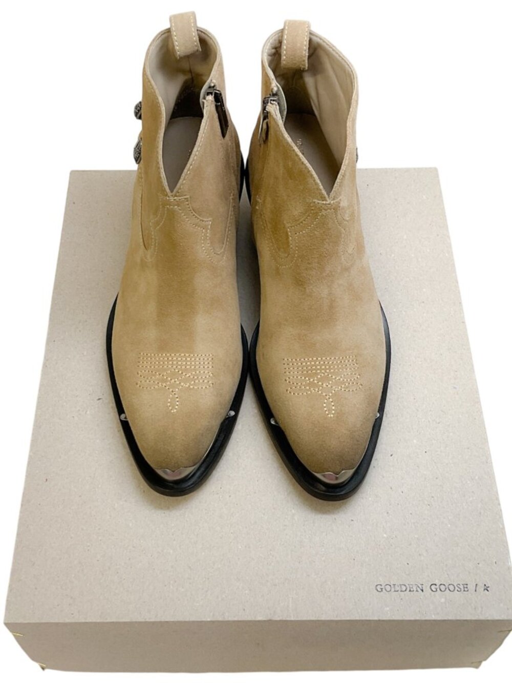 Golden Goose Deluxe Brand Tan Suede Patty Western Ankle Booties - Picture 6 of 9
